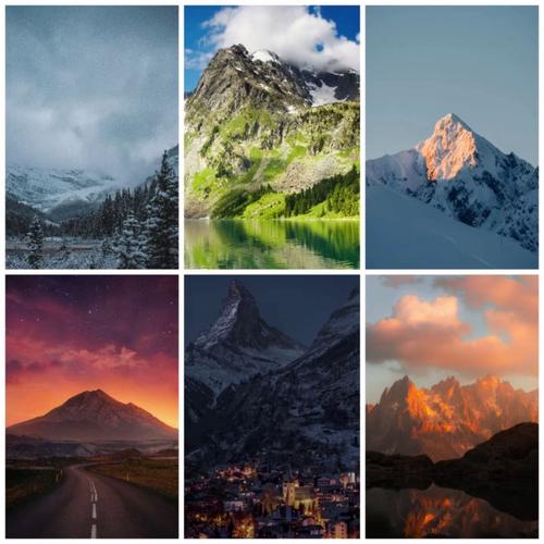 高清自然山脉风景雪山山丘山峰山川河流湖泊草地日出竖屏图片素材