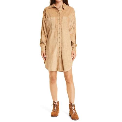 bytimo女款米色衬衫|corduroy shirt dress