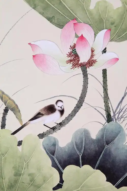 谢稚柳《荷花小鸟》