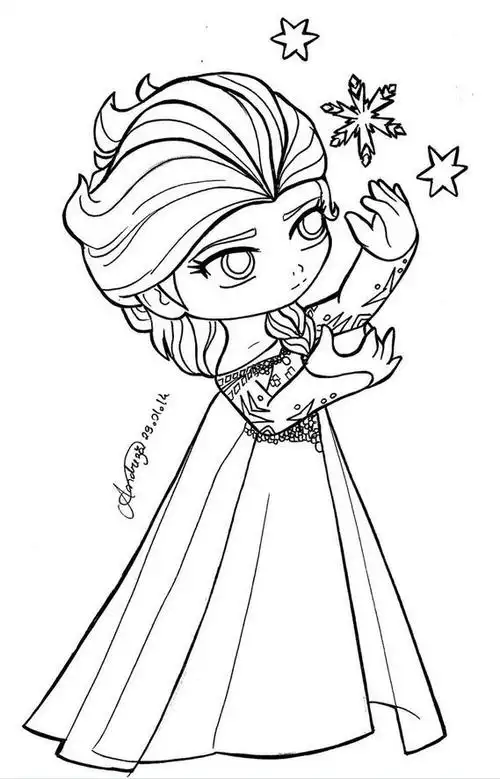 卡通艾莎公主 冰雪奇缘简笔画欣赏