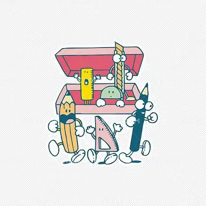 卡通文具盒矢量图