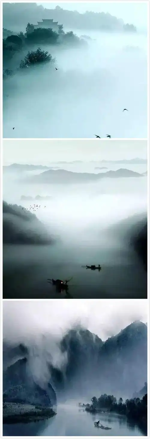 青烟渺渺,碧水悠悠.画面天成,意境深远