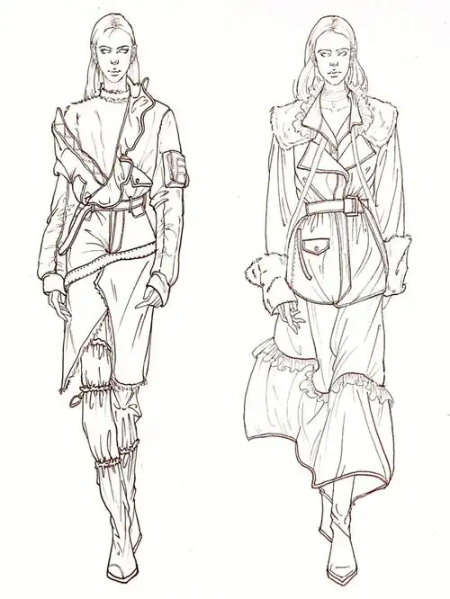 服装设计  #线稿  #考研手绘