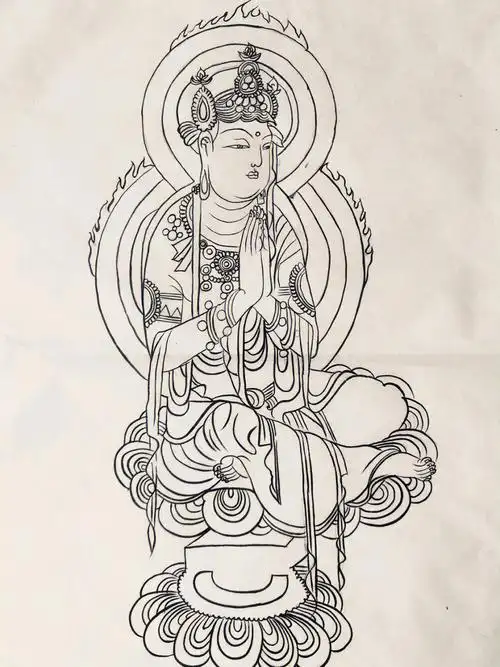 敦煌61白描壁画菩萨白描完成图