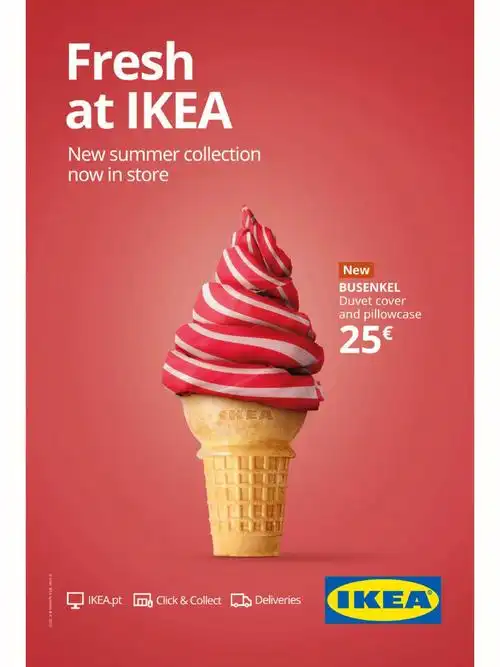 宜家迎接夏天海报卧室床品冰淇淋和雪糕