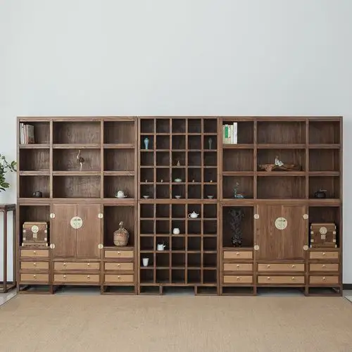 新中式展柜书柜组合禅意实木茶叶展示