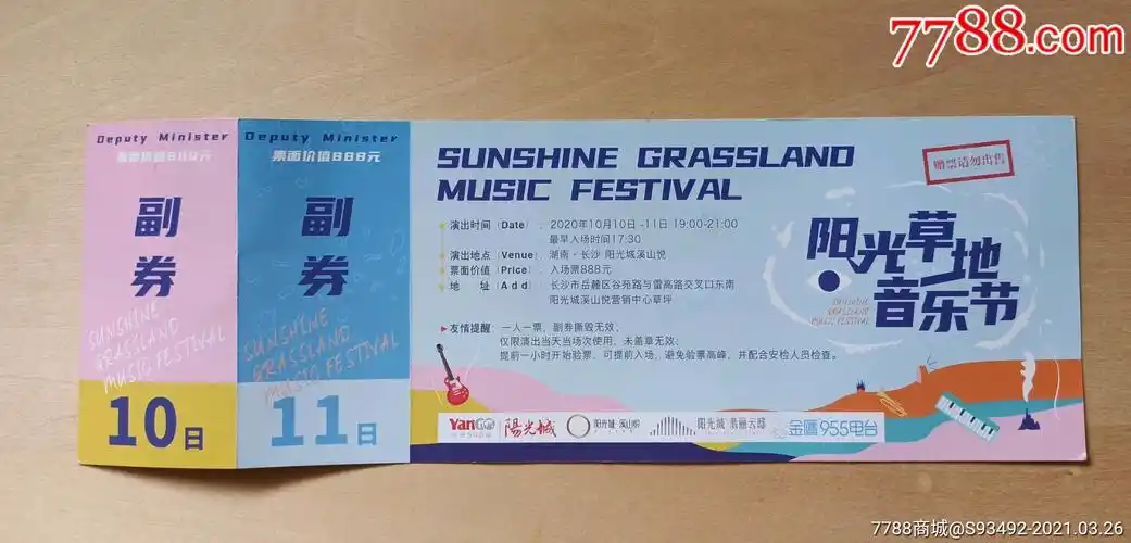2020长沙-阳光草地音乐节旧门票_晚会/演出门票【百夫长藏品】_第2张