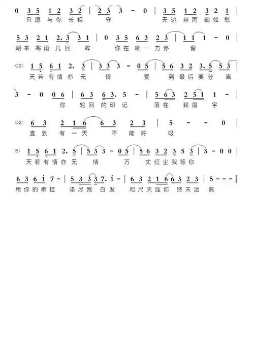 天若有情alin智能简谱演唱alin