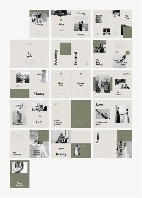 极简婚纱摄影作品集画册设计indd模板verdeweddingphotography