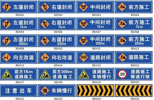 前方道路施工交通安全标志警示工程告示牌注意反光安全标志