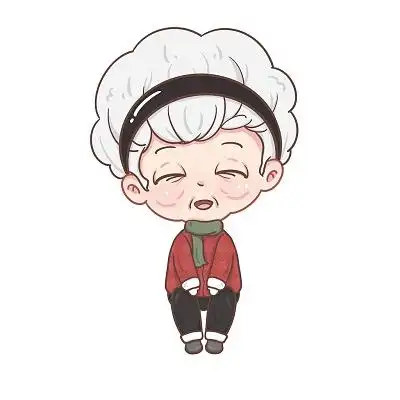 可爱q版开心老奶奶冬天可爱卡通人物新年团聚家人png素材老人元素