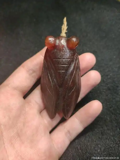 老玛瑙手玩件蝉