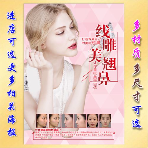 微整形海报线雕美鼻墙壁画隆鼻宣传画图片仿生微整海报宣传图广告