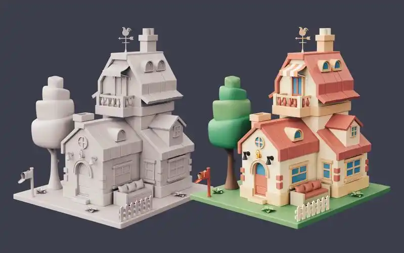 简单布线 上色教学,3d场景建模教程