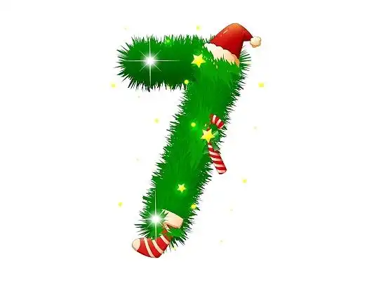绿色卡通圣诞数字7圣诞节圣诞艺术字