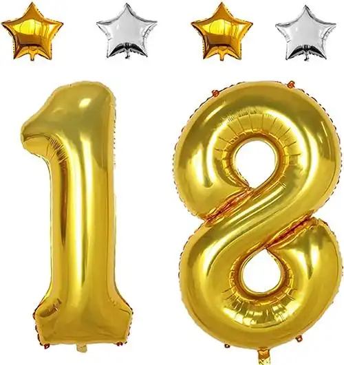 英寸,巨型铝箔聚酯薄膜 18 岁生日气球装饰男孩女孩,大号氦气数字 18