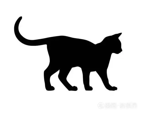 在会旗白底上的猫剪影