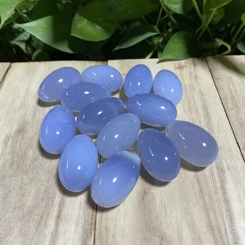 跨境天然土耳其蓝玉髓欧美时尚椭圆形蛋形吊坠简约风饰品
