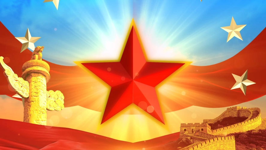 红星闪闪华表长城红歌背景视频_1920x1080_高清视频素材下载(编号