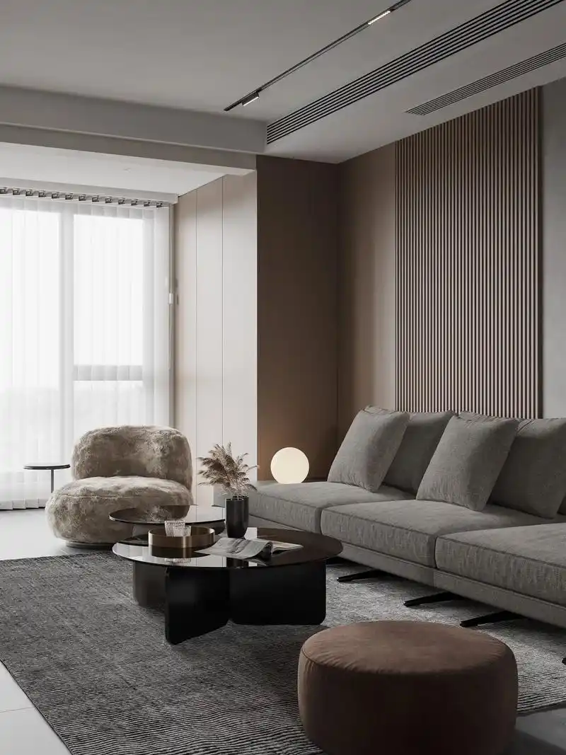 意式极简风装修效果图与木饰面的经典组合.