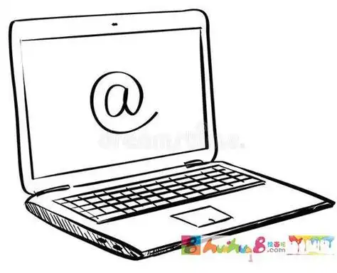 人在旁边笔记本电脑简笔画