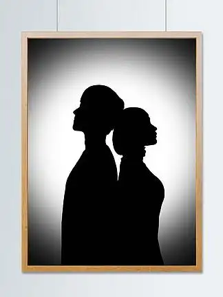 i>情 /i> i>侣 /i>侧面剪影装饰 i> i>插 /i> /i> i> i>画 /i> /i>