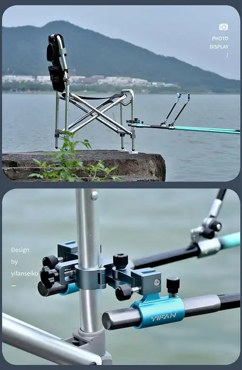 钓椅双炮台支架加厚双杆双头炮台架钓鱼支架配件钓椅双炮台架极光蓝