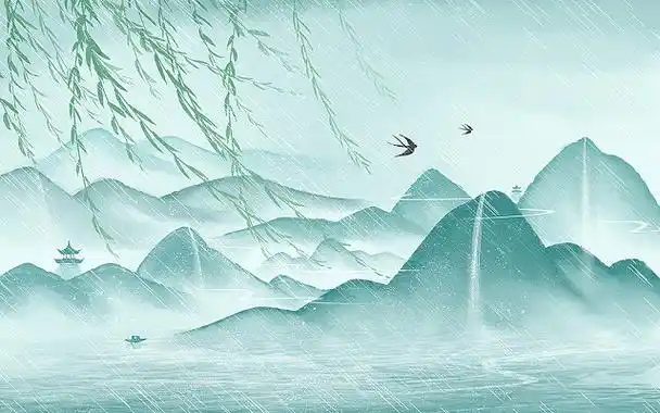 春天清明节蓝色中国风清明海报背景