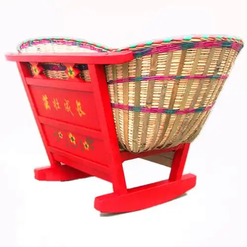 摇床摇篮传统老式摇窝婴儿床哄睡安抚宝宝红漆婴儿床