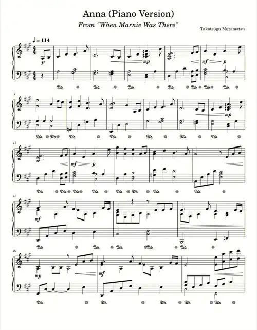 超治愈78动漫钢琴曲谱安娜一定会爱的曲子