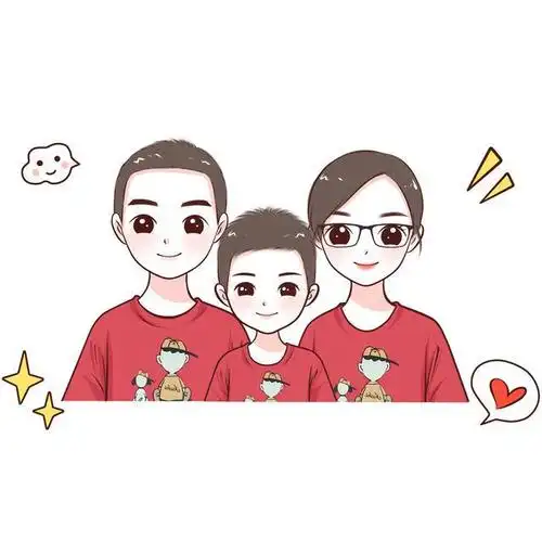 年味头像回顾,一家三口,四口手绘头像设计,喜欢吗?