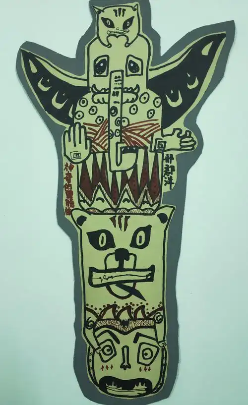 枣庄市少儿美术中心西方班《神秘图腾柱》作业