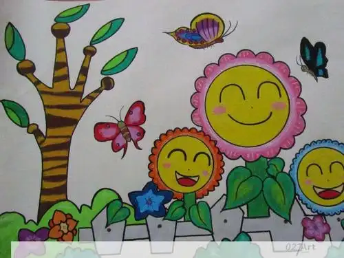 惠民中心幼儿园中二班"停课不停学"绘画《我眼中的春天》