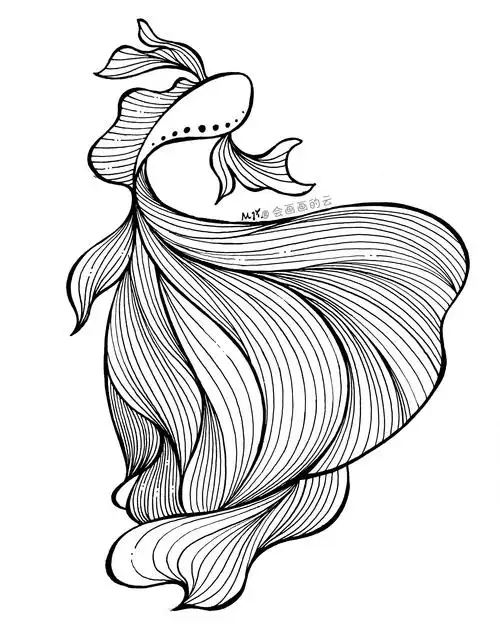 1支笔就可以画的小金鱼简单的线条没想到成品这么有趣