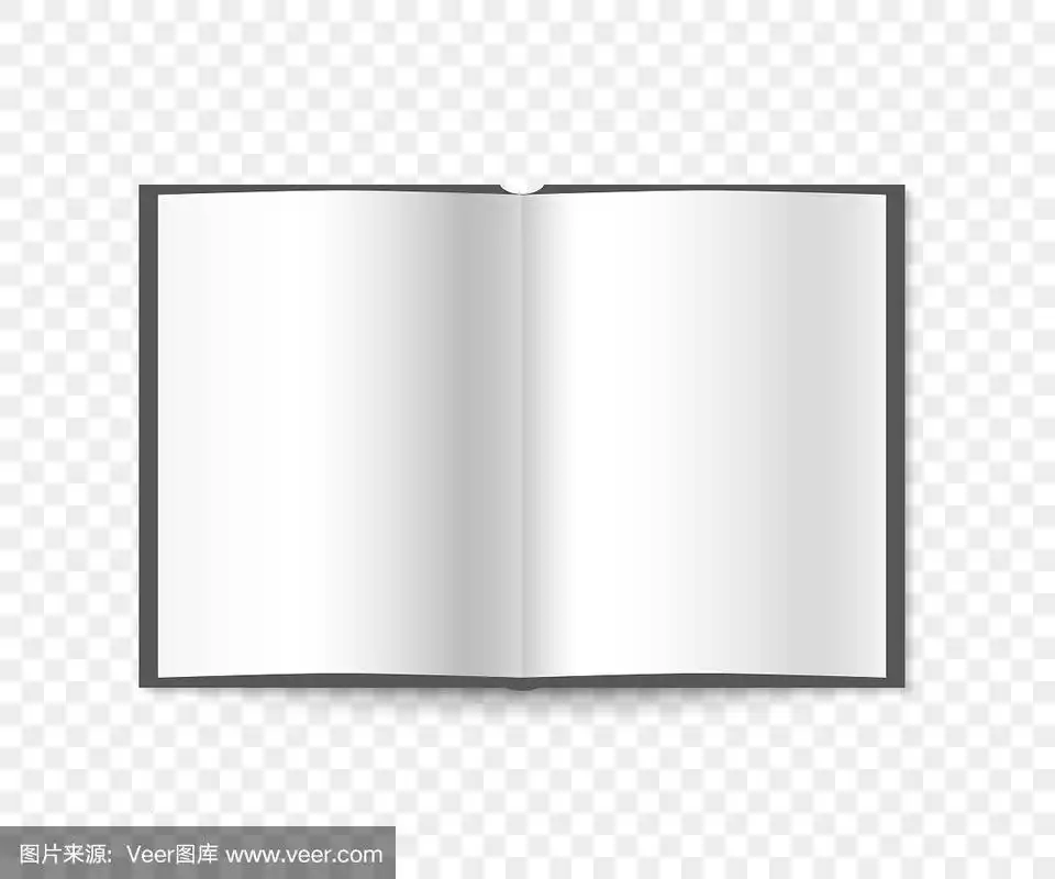 矢量空白翻开书传播在一个孤立的背景
