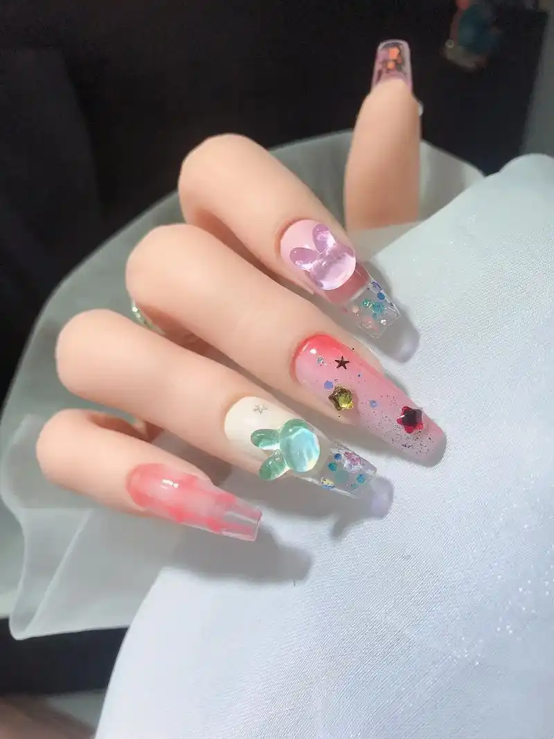 抖音网红美甲 春夏爆款摩卡兔子头美甲图来咯#网红爆款饰品  - 抖音