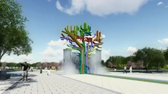 新中式风格公园主次入口景观方案su模型[原创]