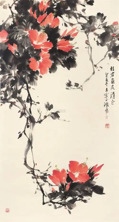 于希宁凌霄花设色纸本镜心