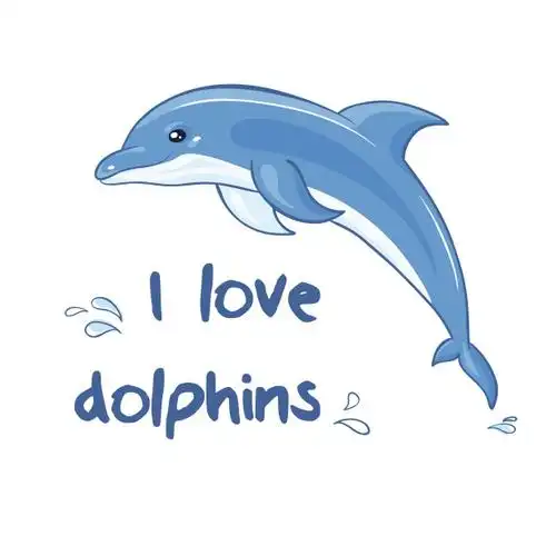 矢量手绘插图与跳跃卡通海豚和飞溅图片下载