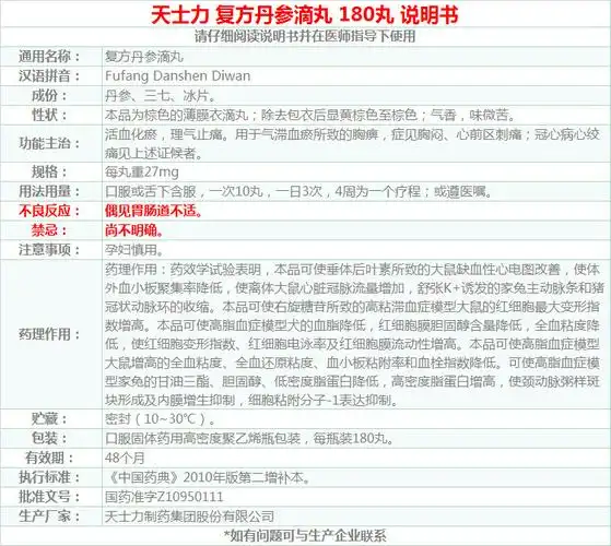 天士力复方丹参滴丸180丸180丸