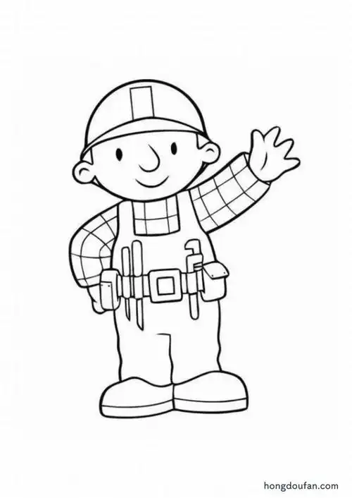 12张幼儿园小朋友最喜欢的巴布工程师填色图片-红豆饭小学生简笔画