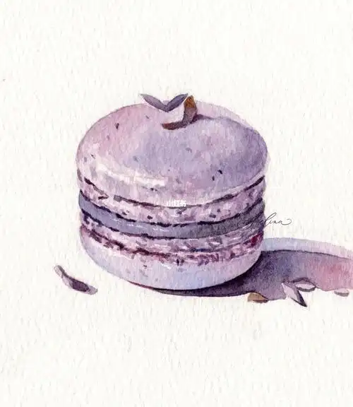 水彩|马卡龙_水彩画_美食_马卡龙_钢笔淡彩_插画_绘画_水彩美食_兴趣