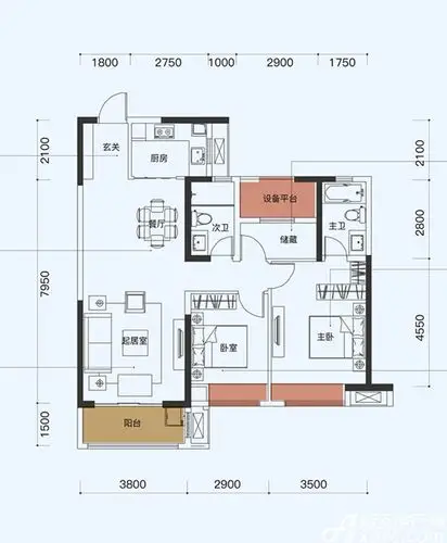 期户型解析,就和小编一起走进普天合电world庐州公馆3室105平米小三房