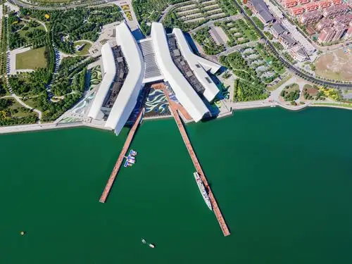 航拍天津滨海新区国家海洋博物馆