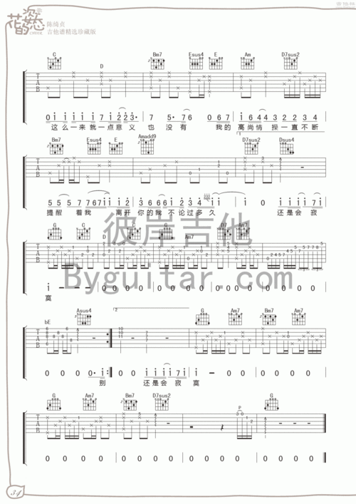 慢歌1吉他谱(图片谱,彼岸吉他,弹唱)_陈绮贞(cheer)_慢歌1 3.gif