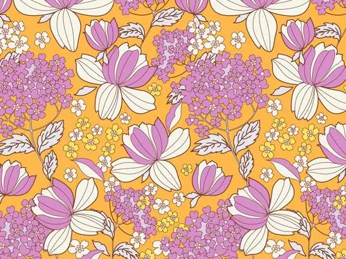 矢量图大花卉花纹印花图案