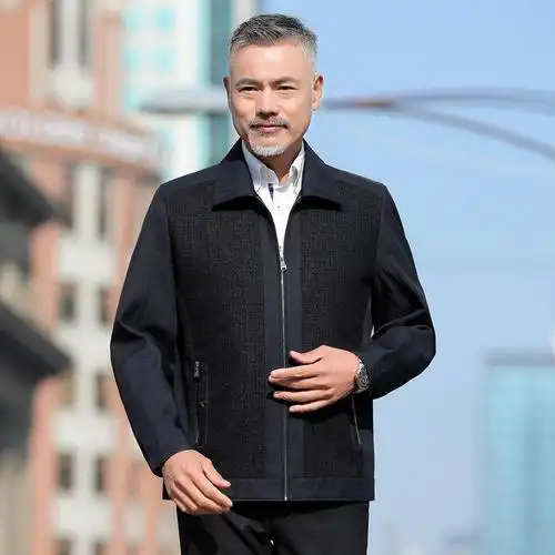 梵克公牛爸爸春装外套50岁60中老年男装中年人夹克男春秋上衣气质休闲