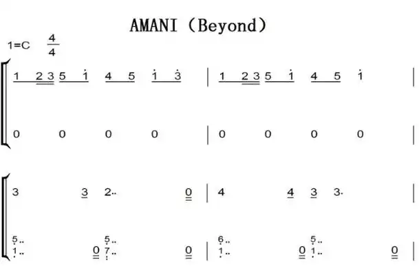 amanibeyond流行经典香港原版钢琴双手简谱钢琴谱钢琴简谱简五谱
