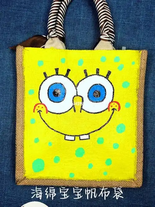 儿童美术   #可爱简笔画   #创意美术   #帆布袋   #muji麻袋