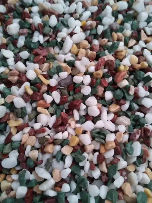 彩色水洗石 五彩洗米石园林造景小石子建筑景观石机制鹅卵石厂家